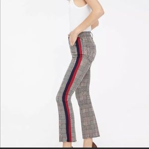 MOTHER The Insider Ankle Plaid Side Stripe Pants